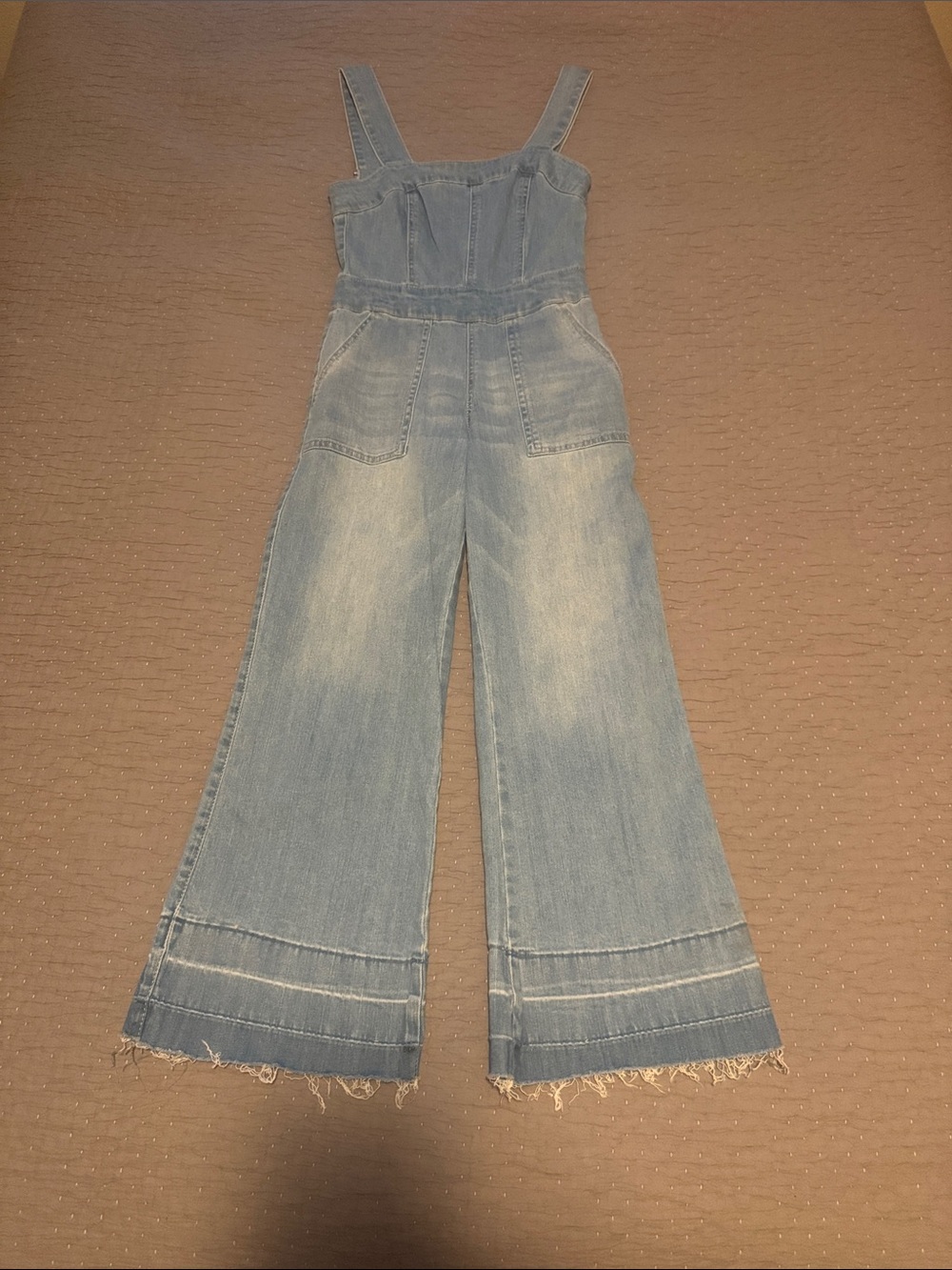 Dollhouse Raw Hem Flare Overalls